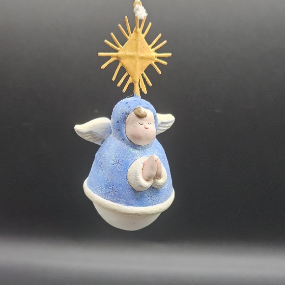 Midwest Of Cannon Falls Other - Midwest Jolly Follies Sandi Gore Evans Praying Angel Ornament Blue Gold 2000